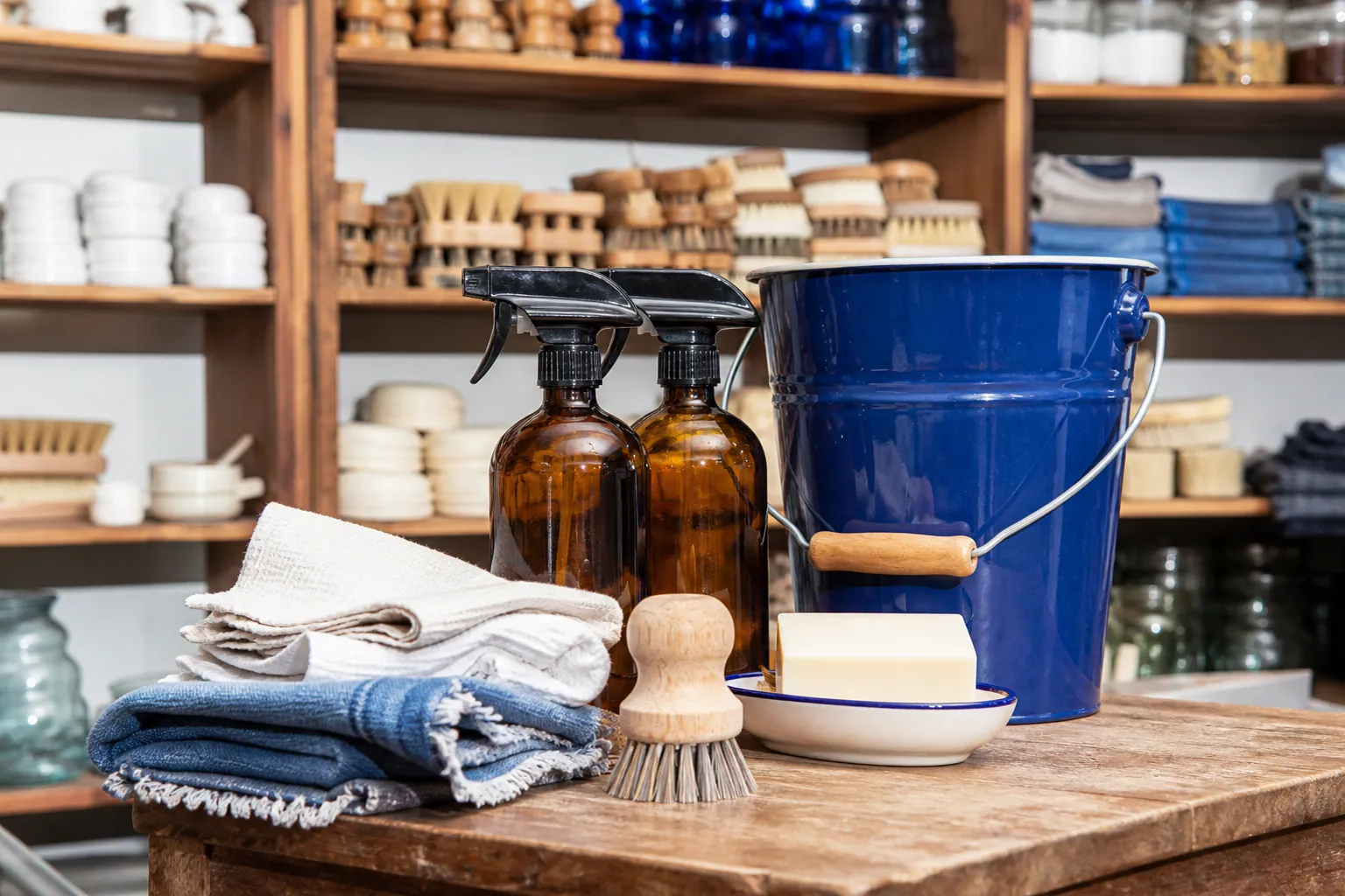 Produits et accessoires destinés au nettoyage courant de la maison
